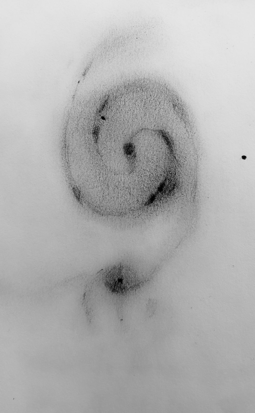 Sketch of Whirlpool Galaxy made at the eyepiece of Akarsh's 18 inch telescope over the span of 2 hours under the excellent skies of Massacre Rim