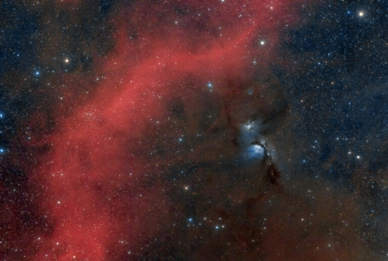 Reflection nebula M78, and Barnard's Loop emission nebula. Shot from Koratagere and Coorg.